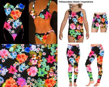 Virágmintás fürdőruha anyag